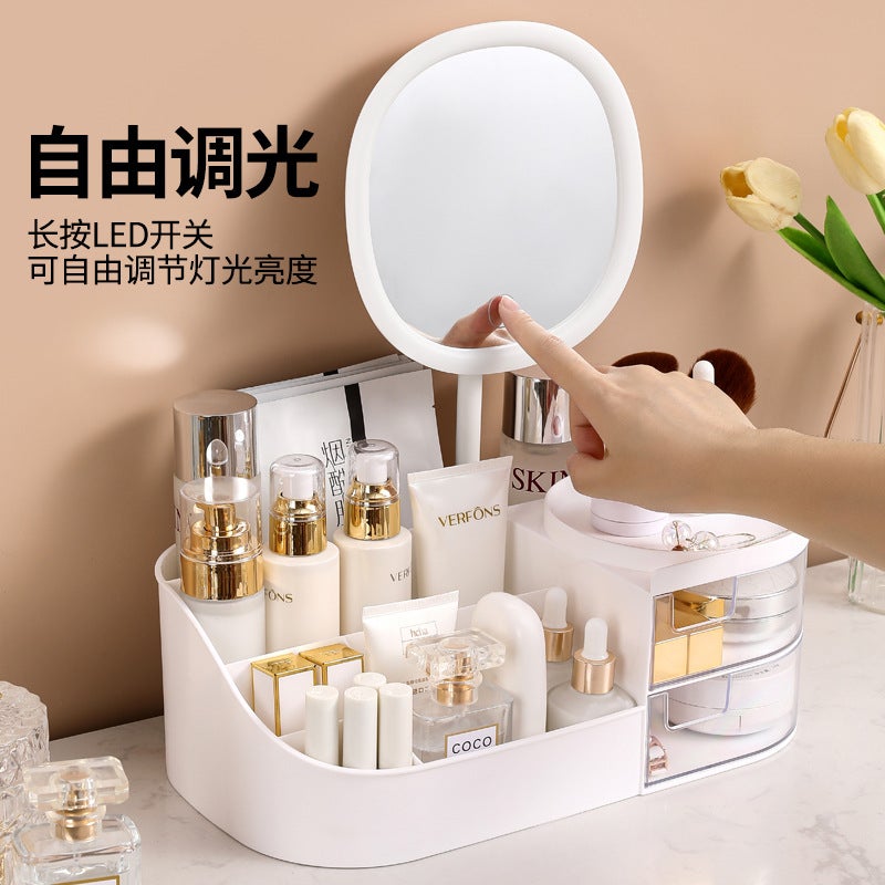 Cosmetic Storage Box Desktop Dressing Table Cosmetic Mirror Skin Care Products Storage Rack Lipstick Storage Box Desk Drawer Type - Image 4